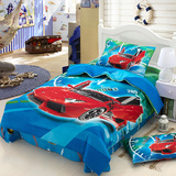 卡通全棉儿童男孩汽车总动员被套床单三件套 纯棉1.2m1.5床上用品