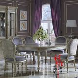 欧式新古典经典实木圆形餐桌 实木雕花美式餐桌组合别墅样板餐桌