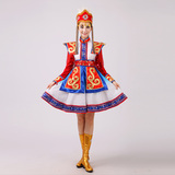 新款少数民族舞蹈服蒙古族演出服装成人女表演服套装盅碗舞古典舞