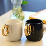 星巴克杯子陶瓷杯家用马克杯带盖勺办公室咖啡杯韩国创意水杯简约