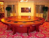 厂家直销酒店电磁炉火锅桌 实木餐桌 双层转盘大型电动餐桌 HP-98