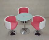 接待会客洽谈商务桌椅组合咖啡桌钢化玻璃圆桌小圆桌奶茶店铺桌椅