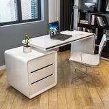 家用时尚电脑桌 现代简约台式旋转转角白色烤漆书桌书架书柜组合