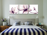 白玉兰紫色浪漫水晶透明花无框画客厅装饰画卧室挂画墙画三联画