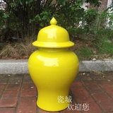 景德镇陶瓷花瓶 多款单颜色将军罐摆件瓷瓶白黄绿蓝红银色储物罐
