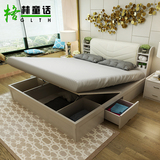 箱体双人板式床1.51.8米液压气动高箱抽屉储物床收纳床架子经济型