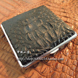 鳄鱼皮烟盒纯手工制作泰国凯门鳄烟夹头骨皮黑色棕色订做