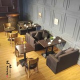复古咖啡厅沙发桌椅组合 西餐厅餐桌椅 甜品店奶茶店卡座沙发组合