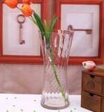特价包邮 富贵竹百合水晶玻璃花瓶收腰小卡透明插花玻璃花瓶花器