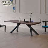 北欧实木餐桌铁艺创意餐桌异性长桌会议桌几何金属工作台简约个性