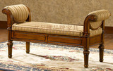 美式全实木床尾凳欧式床边凳换鞋凳沙发凳子布艺休闲凳椅客厅特价
