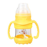 童泰新生儿玻璃带手把吸管自动奶瓶 宽口径防摔喝水瓶带底座加厚