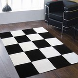 欧式地毯黑白相间方格时尚客厅茶几卧室地垫可定做加厚晴纶