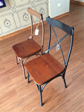 美式咖啡椅复古工业风格铁艺做旧餐椅实木椅简约休闲椅办公椅特价