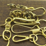 手工黄铜钥匙扣 个性创意装饰财布钩纯铜扣圈环 汽车腰挂件骷髅头