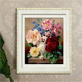 蒙娜丽莎十字绣玫瑰花瓶新款客厅餐厅3d印花十字绣牡丹花油画系列