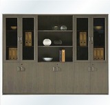 小木制文件柜 五层玻璃门板式书柜办公资料时尚杭州组合5层木柜子