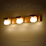 实木镜前灯 简约现代中式客厅墙壁灯卧室床头灯卫生间led木质灯具