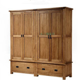 夏日大促全实木衣柜对开门挂衣橱四门白橡木柞木整体加高现代简约