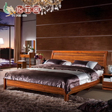 实木床1. 8米1.5米双人床中式实木床橡木床简约现代成人床婚床