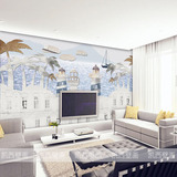 个性创意地中海城堡壁纸客厅沙发卧室宾馆电视背景墙墙纸定制壁画