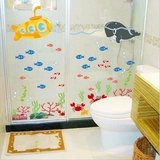 2016新款海洋动物海底世界墙贴浴室玻璃儿童幼儿园装饰贴画可移除
