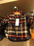 Gap正品专柜代购儿童衬衫231263男婴儿时尚新款撞色格子长袖衬衫
