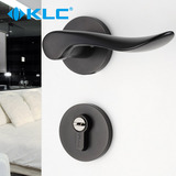 德国KLC 黑色分体门锁 室内 卧室房门把手 欧式机械门锁简约黑色
