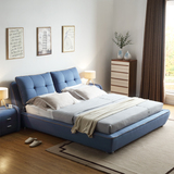 布艺床双人床可拆洗麻棉床气动储物软床小户型婚床榻榻米1.8布床