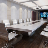 特价上海办公家具白色烤漆会议桌简约现代不锈钢脚时尚长方形桌椅
