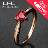LAC专柜正品 天然鸽血红红宝石戒指女 18k玫瑰金爱心型彩色宝石
