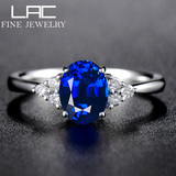 LAC高级彩宝 天然蓝宝石戒指 女 斯里兰卡18K金镶嵌珠宝礼物