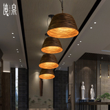 境泉 泰式竹编吊灯 东南亚餐厅灯具 中式装饰禅意吧台单头长线灯