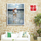 diy数字油画包邮特价 手绘客厅风景装饰无框数码画 看海 三种尺寸