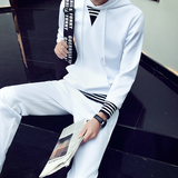 秋季新款韩版修身男士卫衣连帽套头青少年时尚休闲运动卫衣套装潮