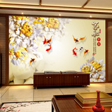 牡丹花卧室客厅电视背景墙无缝壁纸3D立体无纺布墙纸大型中式壁画