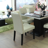 住宅家具餐椅皮椅实木简约现代 米白色黑色椅子 座椅餐厅整装227