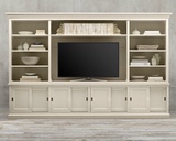 法式复古实木电视柜客厅推拉门电视墙组合美式视听柜书柜展示柜