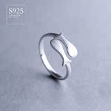 925银饰品 双鱼座拉丝时尚戒指女 纯银韩国简约创意食指开口指环
