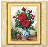 正品十字绣 最新款客厅卧室挂画系列精准印花经典真情花瓶玫瑰