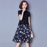 韩版时尚中年女装夏装连衣裙中长款修身显瘦年轻妈妈装雪纺裙子