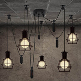 设计师的灯餐厅客厅吊灯美式乡村复古创意卧室铁艺灯具升降小铁笼
