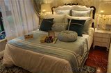 欧式实木床1.8米主卧床时尚婚床公主床香槟金新古典布艺双人床
