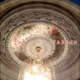 欧式圆形灯池客厅餐厅天花板吊顶装饰材料水晶吊灯PU雕花灯盘X68