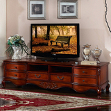 美式电视柜红木色客厅家具实木地柜简约欧式电视柜实木电视柜特价