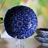 限时折扣日本进口碗青花大碗青花瓷碗创意瓷碗大汤盆套装碗蓝华