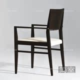 简室家具实木餐椅现代北欧餐椅桦木实木中式靠背带扶手休闲咖啡椅