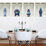 温馨卧室中国风3D立体仿真瓷器壁画中式客厅沙发墙壁装饰花瓶墙贴