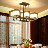 创意个性方形客厅餐厅现代新中式布艺吊灯铁艺酒店卧室书房灯具