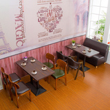 咖啡厅西餐厅奶茶店小吃甜品店桌椅组合美式铁艺餐椅餐厅实木椅子